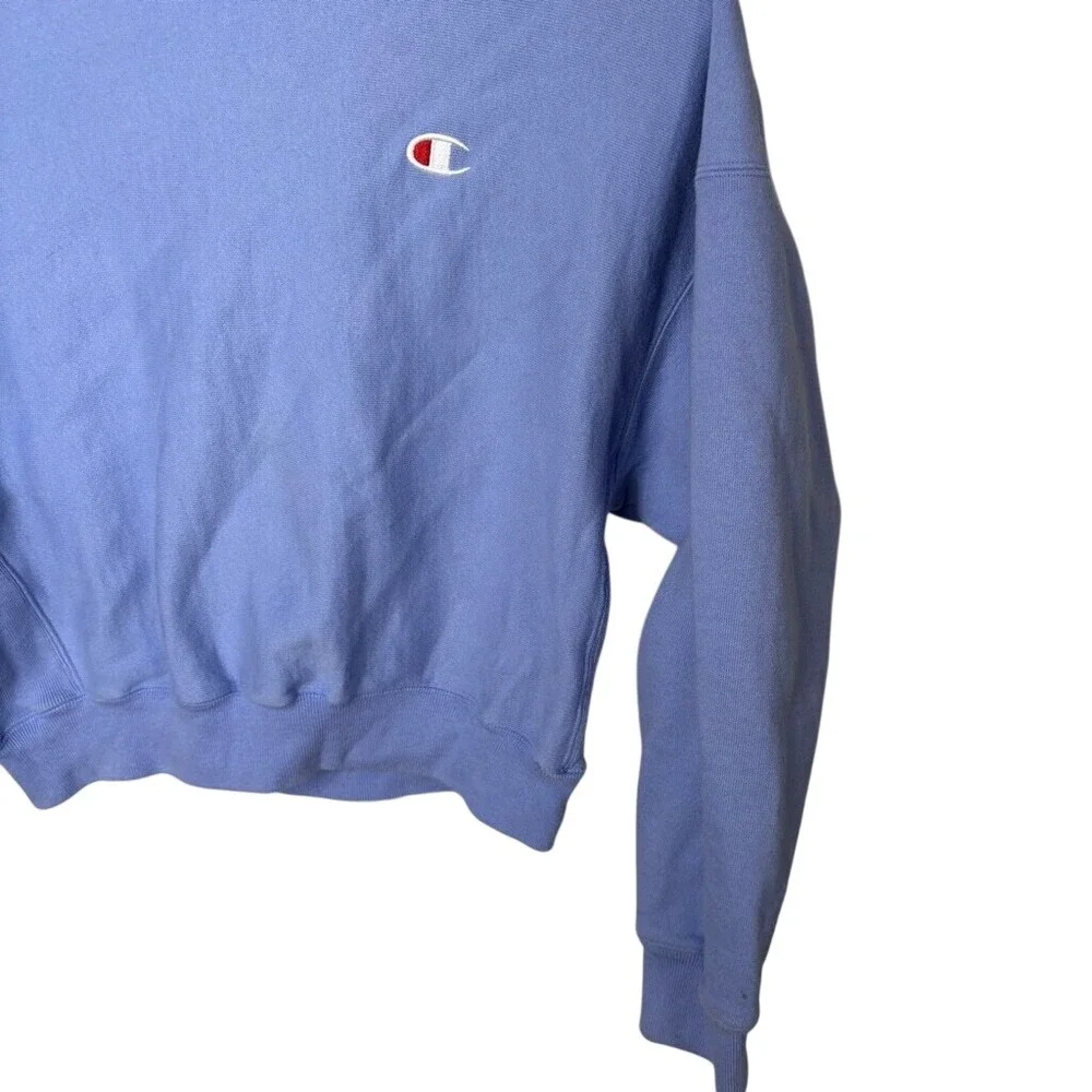 Champion Reverse Weave Oversized Sweatshirt Womens XS Periwinkle Crop Athleisure